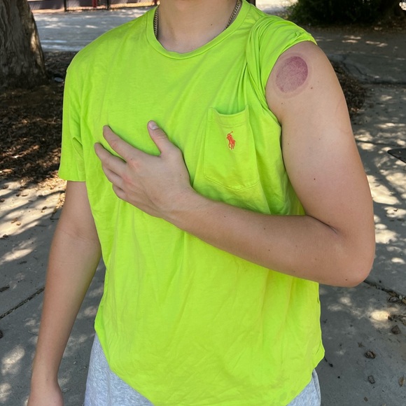 POLO RALPH LAUREN MEN CLASSIC FIT CREW NECK CHEST POCKET T SHIRT GREEN LIME PONY - Picture 12 of 16